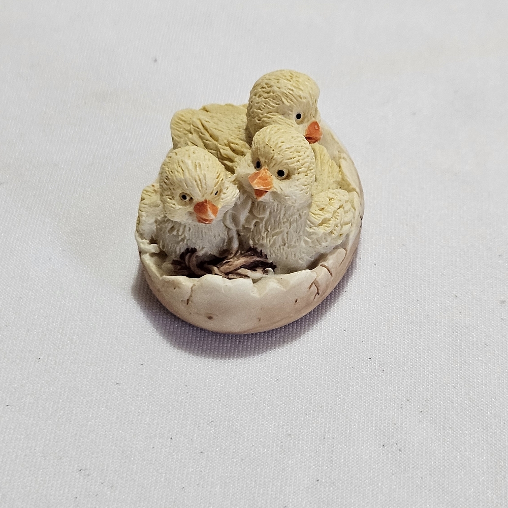 Mini Baby Chicks in Egg Figurine • Spring Cottagecore Easter Decor